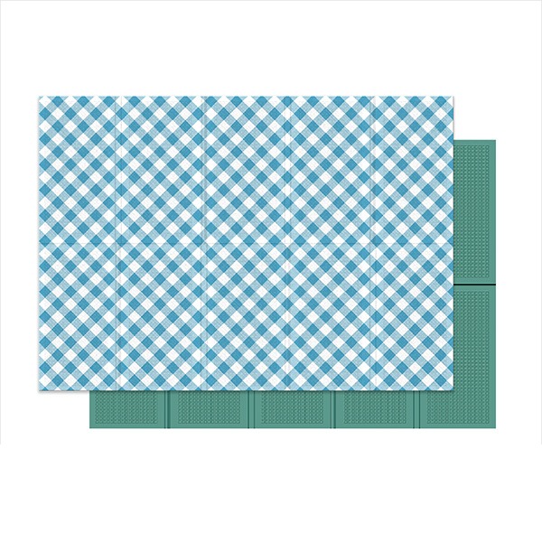 🌸봄날엔 캠핑위크🌸블루체크 패브릭 디자인 캠핑매트 (200x140x0.8cm)